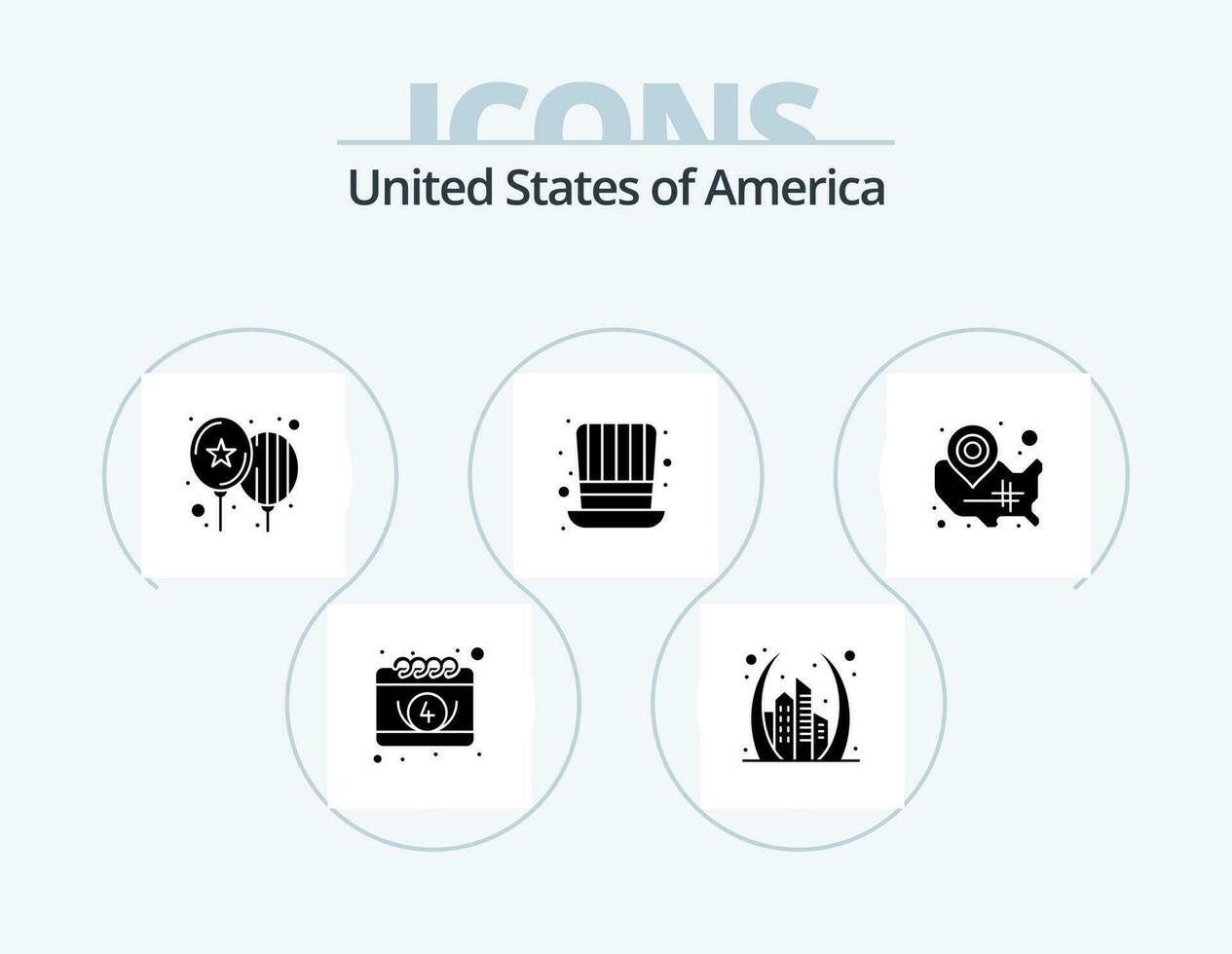 Verenigde Staten van Amerika glyph icoon pak 5 icoon ontwerp. kaart. voorzitters. Verenigde Staten van Amerika. hoed. partij vector