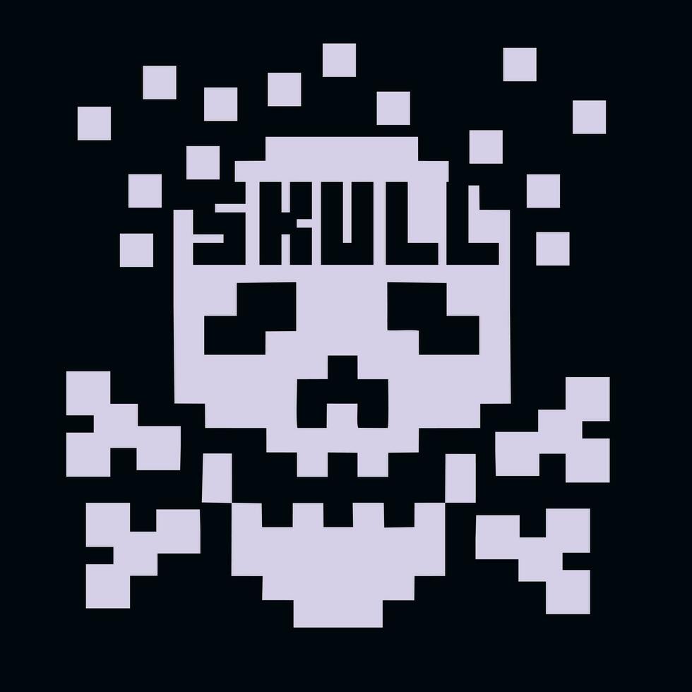 pixel, digitaal schedel schedel vector