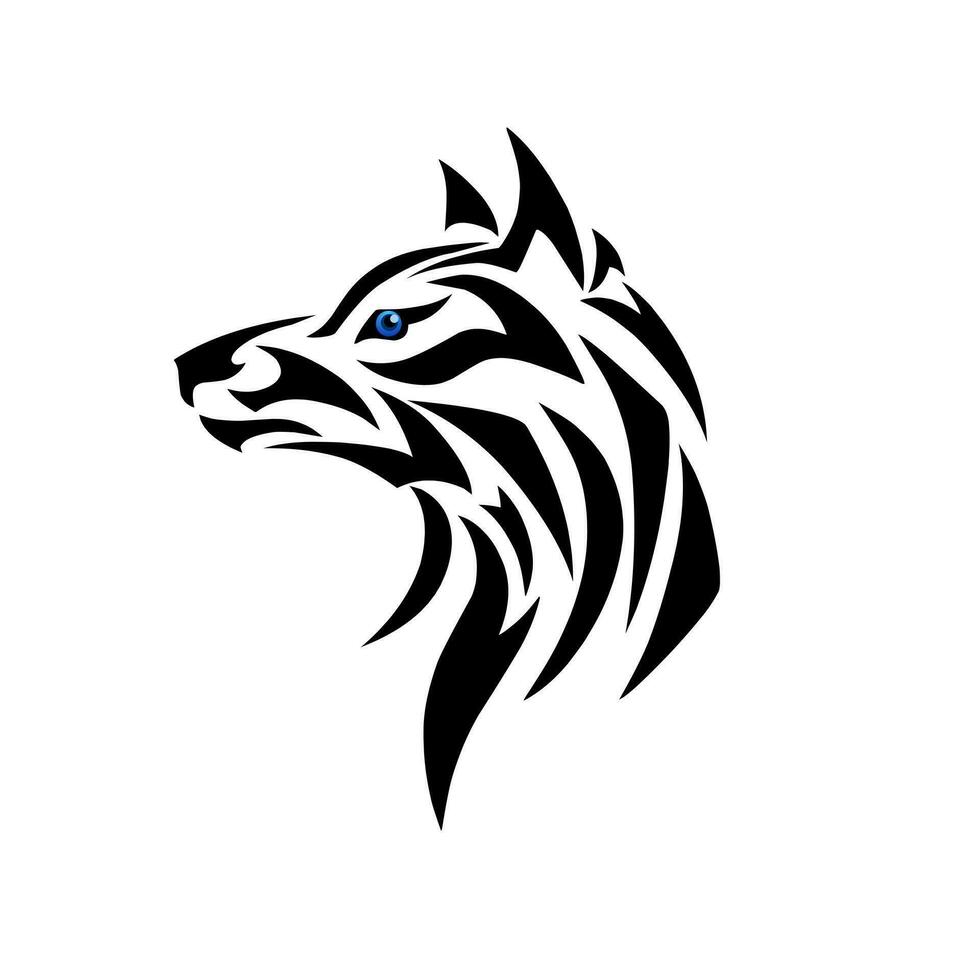 illustratie vector grafisch van tribal kunst tatto hoofd wolf