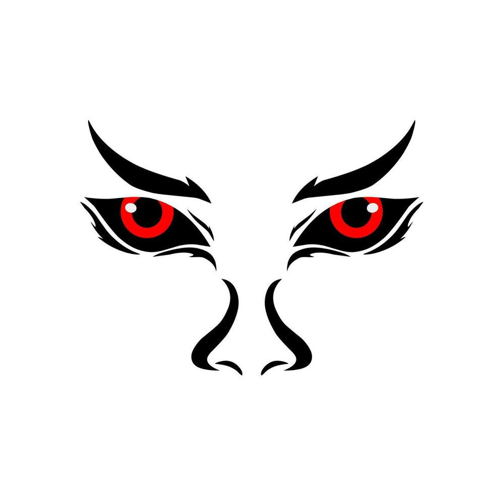 illustratie vector grafisch van trek tribal kunst duivel gezicht met rood ogen abstract ontwerp