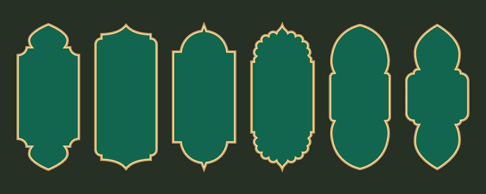 Ramadan kader vormen. gouden grens met patroon voor spandoek. Islamitisch luxe ontwerp elementen voor decoratio wijnoogst vector Sjablonen