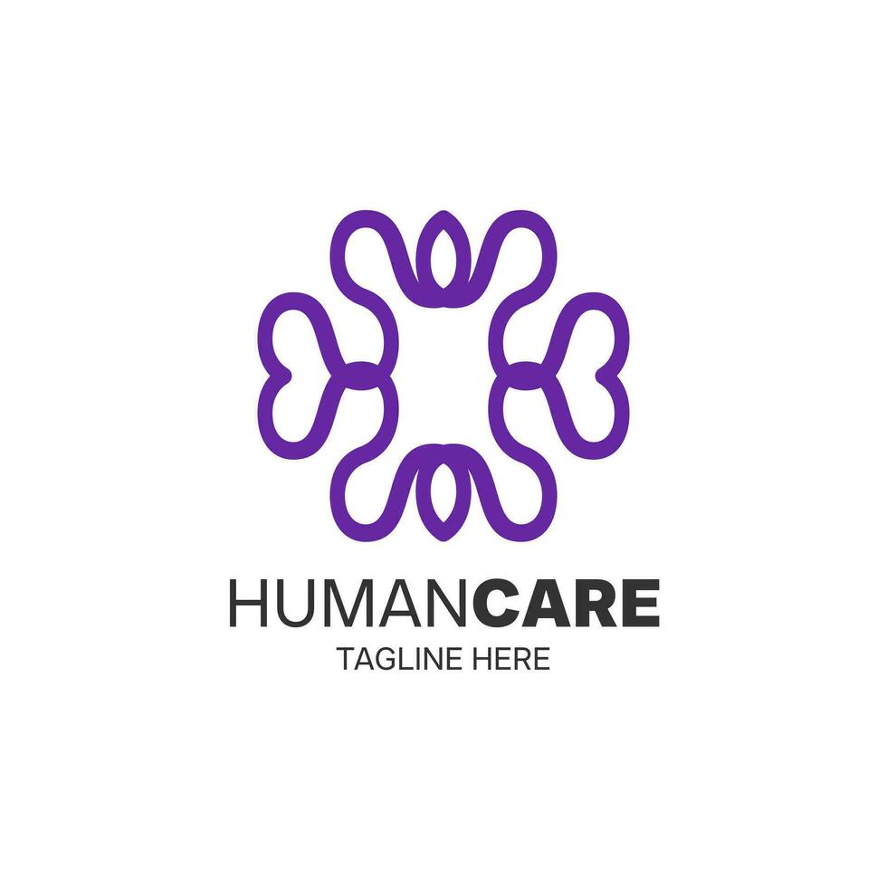 een vlak menselijk zorg logo geïsoleerd Aan een wit achtergrond. symbool voor een organisatie of bedrijf in voorwaarden van zorg en Gezondheid vector
