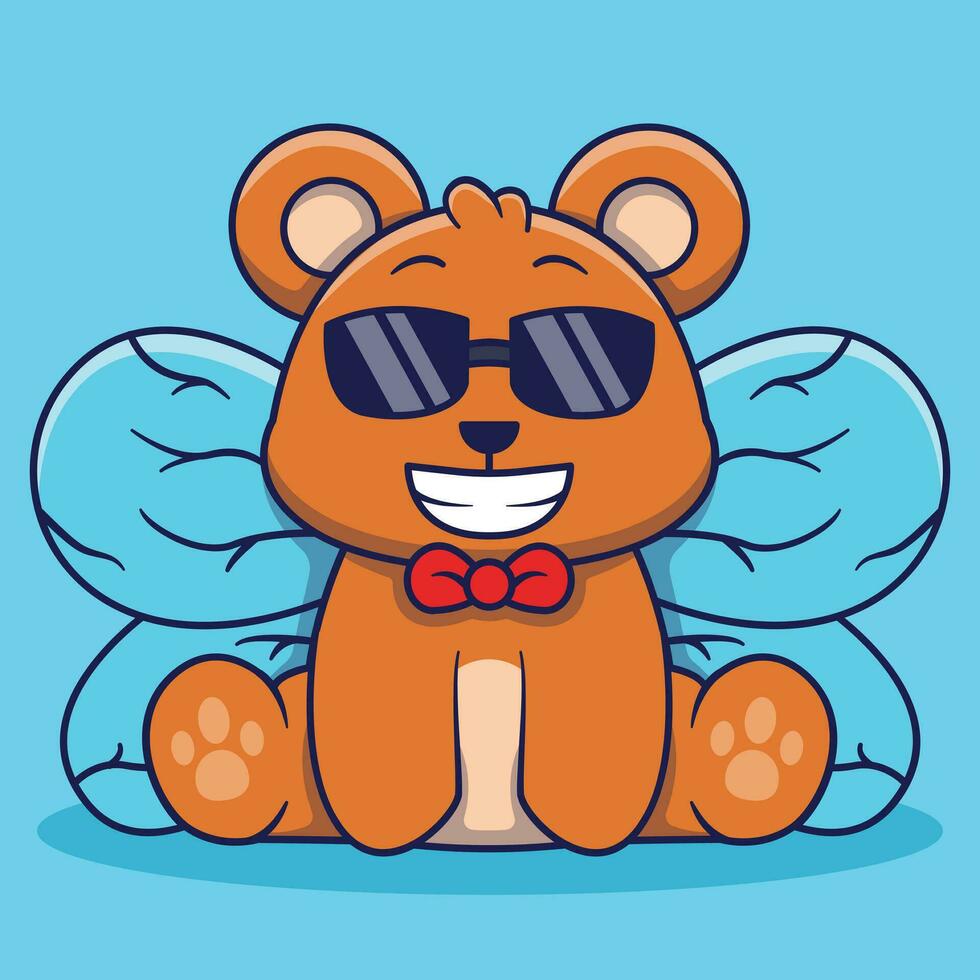 schattig beer met Vleugels mascotte logo tekenfilm illustratie vector