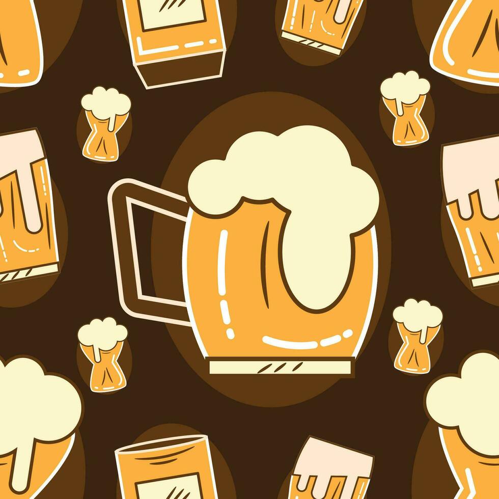 patroon achtergrond met bier pictogrammen vector illustratie