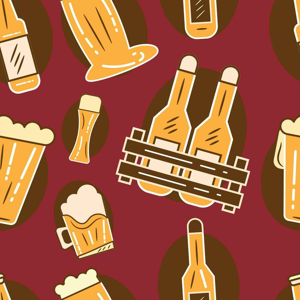 patroon achtergrond met bier pictogrammen vector illustratie