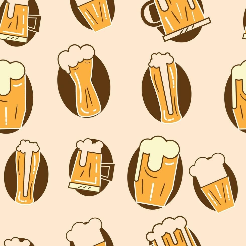 patroon achtergrond met bier pictogrammen vector illustratie