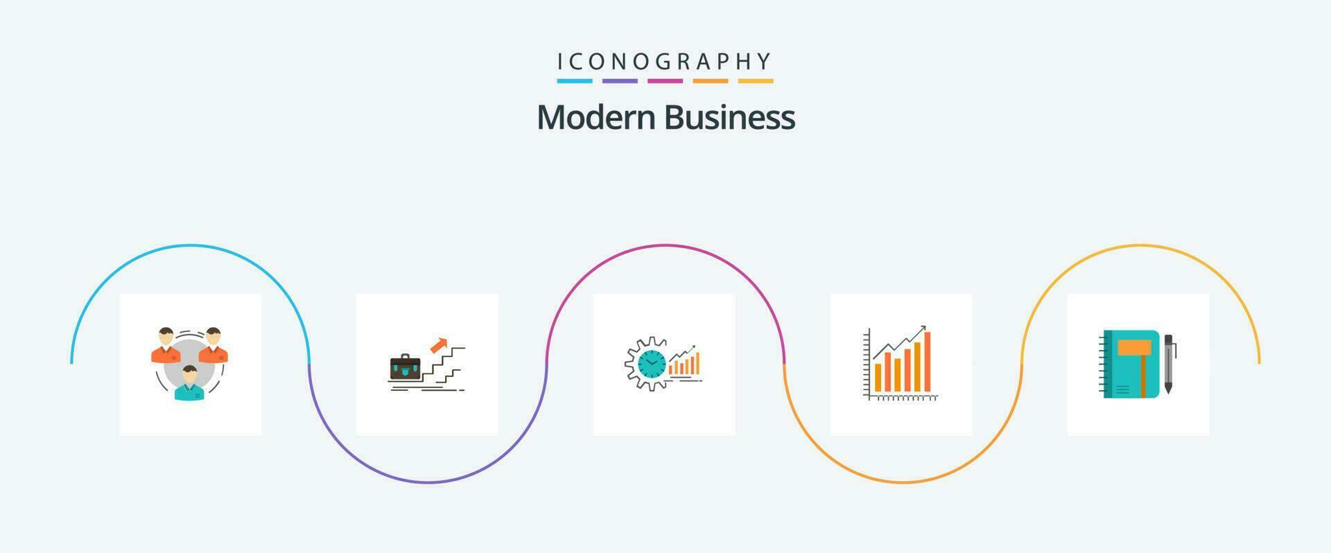modern bedrijf vlak 5 icoon pak inclusief markt. analyses. bedrijf. grafiek. persoonlijk vector