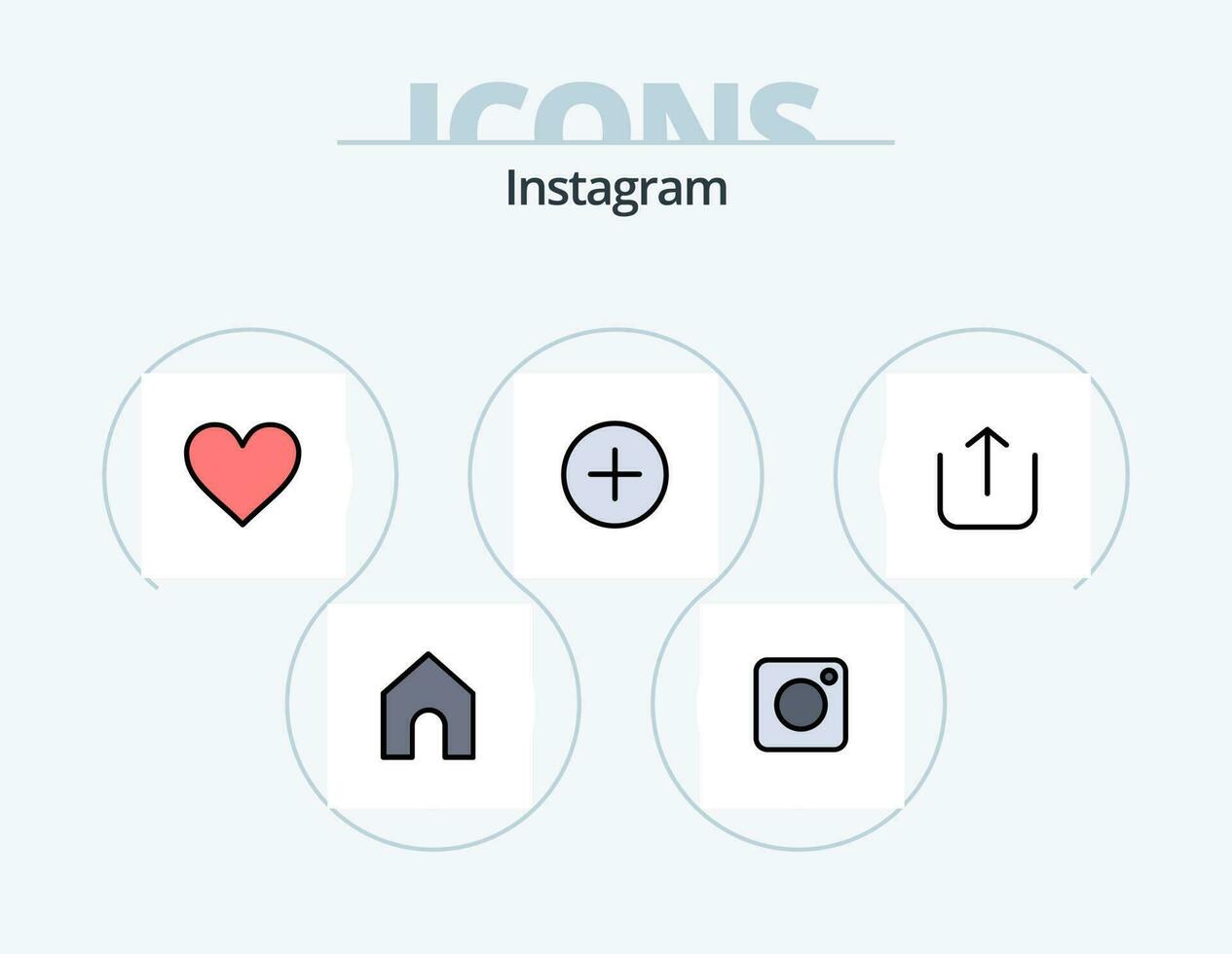 instagram lijn gevulde icoon pak 5 icoon ontwerp. twitteren. visie. profiel. oog. omhoog vector