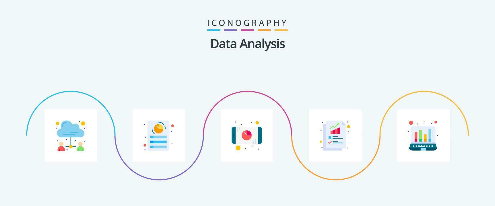 gegevens analyse vlak 5 icoon pak inclusief grafiek. digitaal. rapport. databank. mobiel vector
