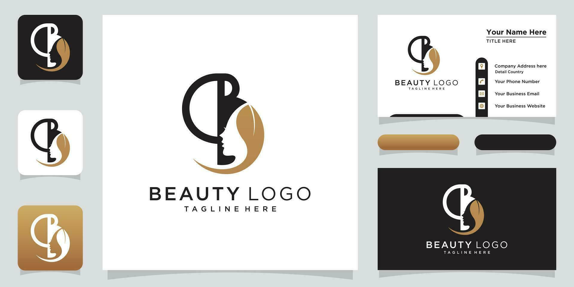 creatief brief b logo met schoonheid logo stijl en bedrijf kaart ontwerp sjabloon premie vector