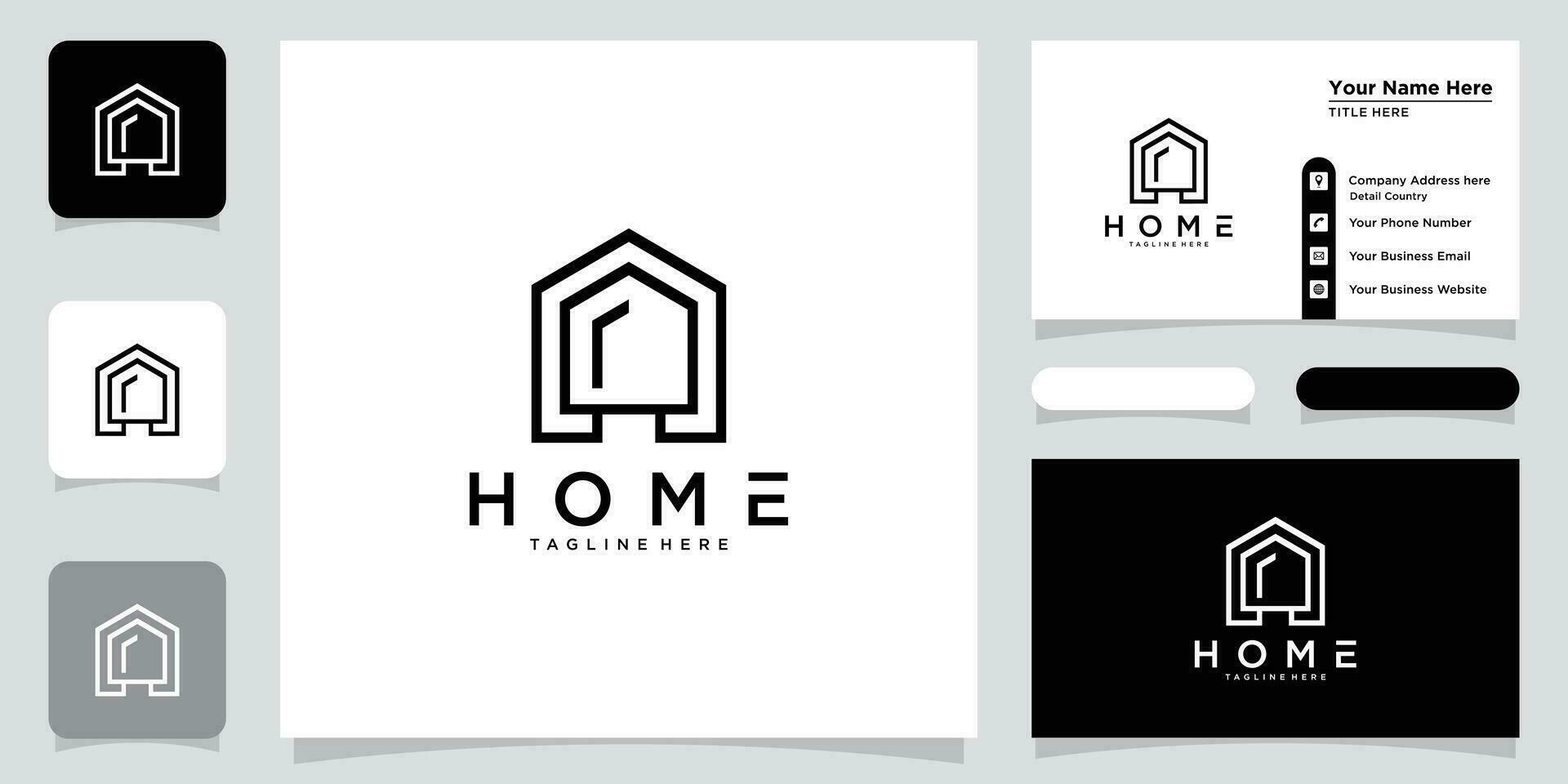 huis logo ontwerp echt landgoed bouw architectuur en gebouw logos met bedrijf kaart ontwerp premie vector