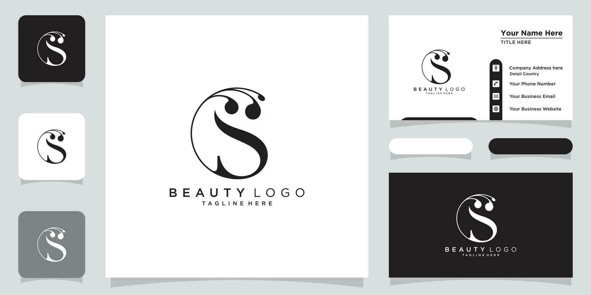 eerste brief s luxe logo ontwerp vector met bedrijf kaart ontwerp premie vector