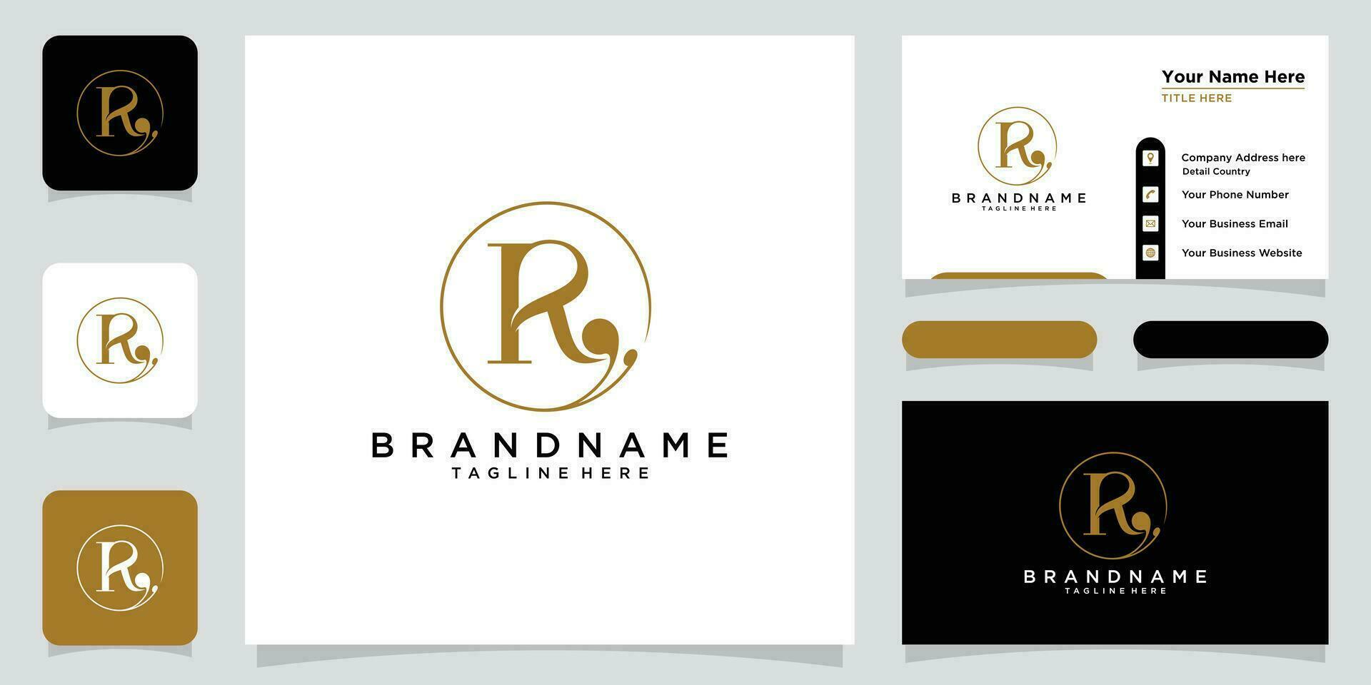 eerste brief r luxe logo ontwerp vector met bedrijf kaart ontwerp premie vector