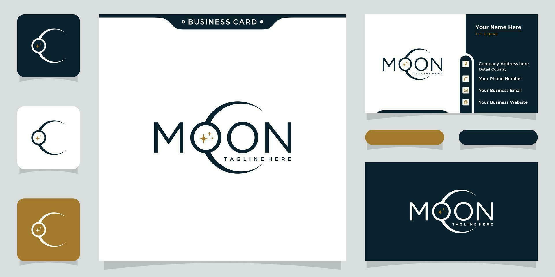 maan logo modern en ster logo ontwerp icoon vector