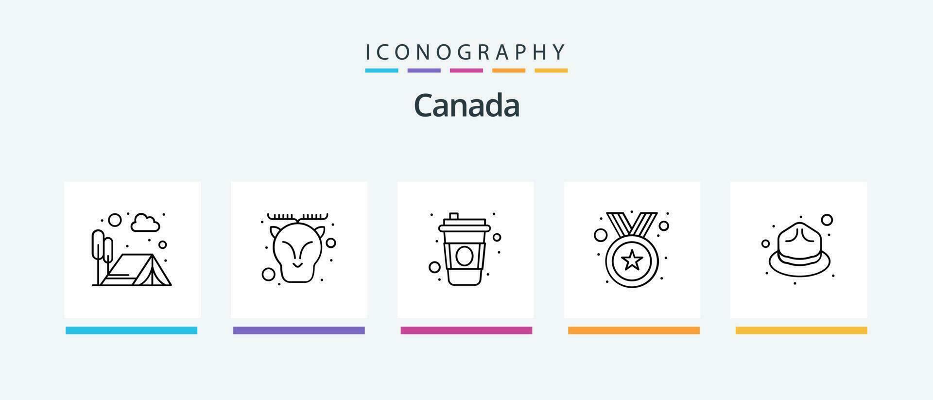 Canada lijn 5 icoon pak inclusief vlag. koepel. ballonnen. stad. gebouw. creatief pictogrammen ontwerp vector