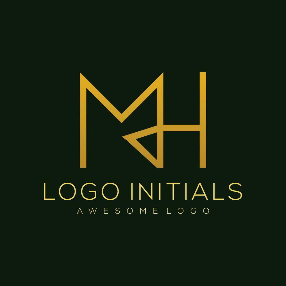brief m h luxe logo sjabloon kleur vector