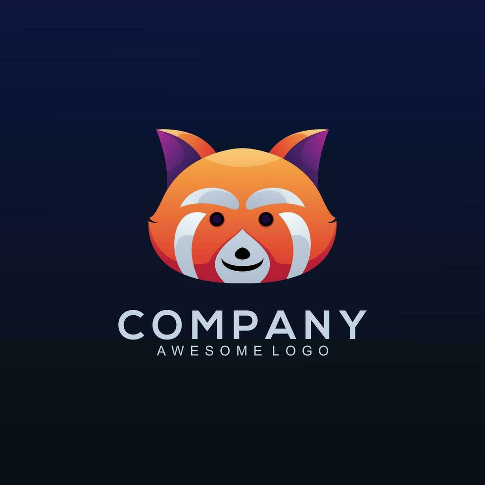 logo illustratie rood panda helling kleurrijk stijl vector