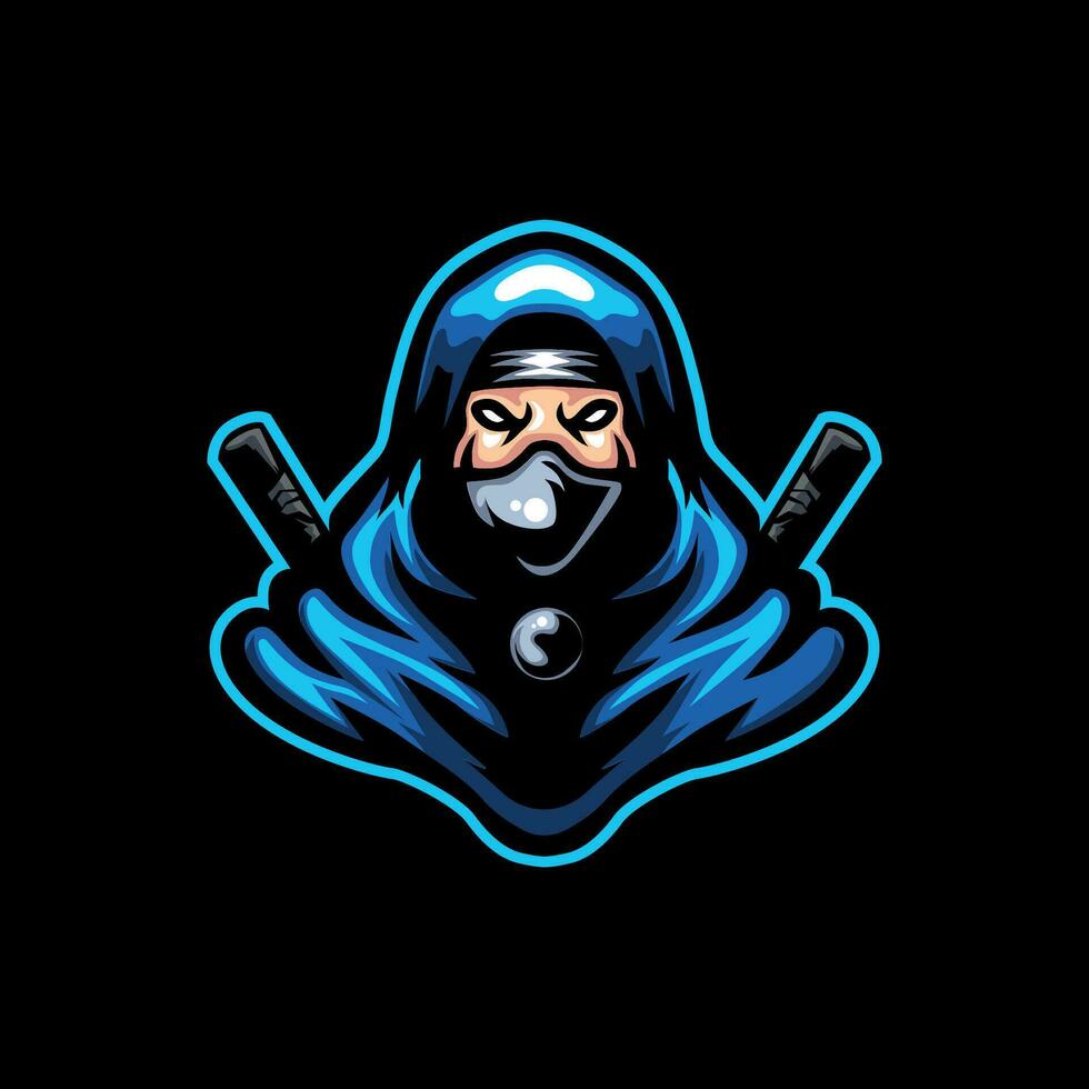 Ninja mascotte logo esports illustratie vector