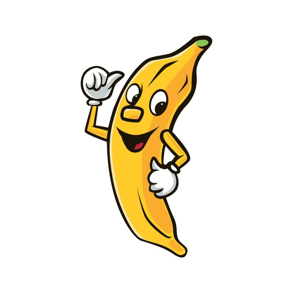 banaan duimen omhoog mascotte logo vector