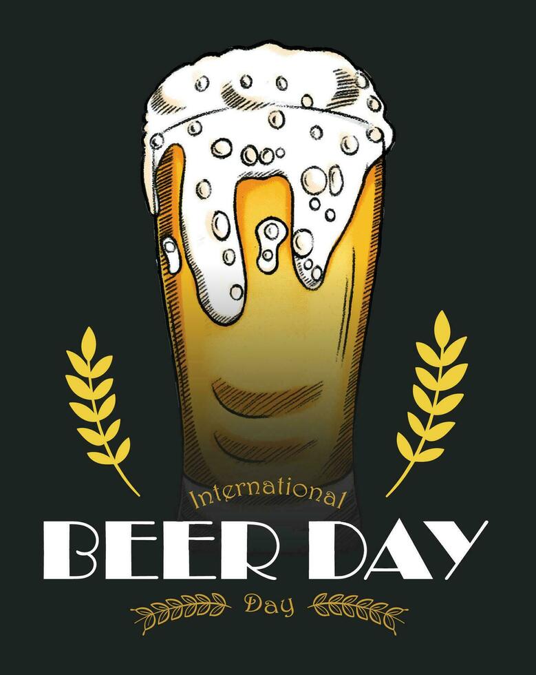 hand- getrokken Internationale bier dag illustratie vector ontwerp, kan worden gebruik voor partij, viering en festival