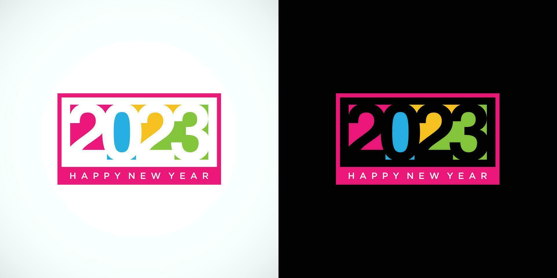 gelukkig nieuw jaar 2023 tekst typografie ontwerp vector sjabloon