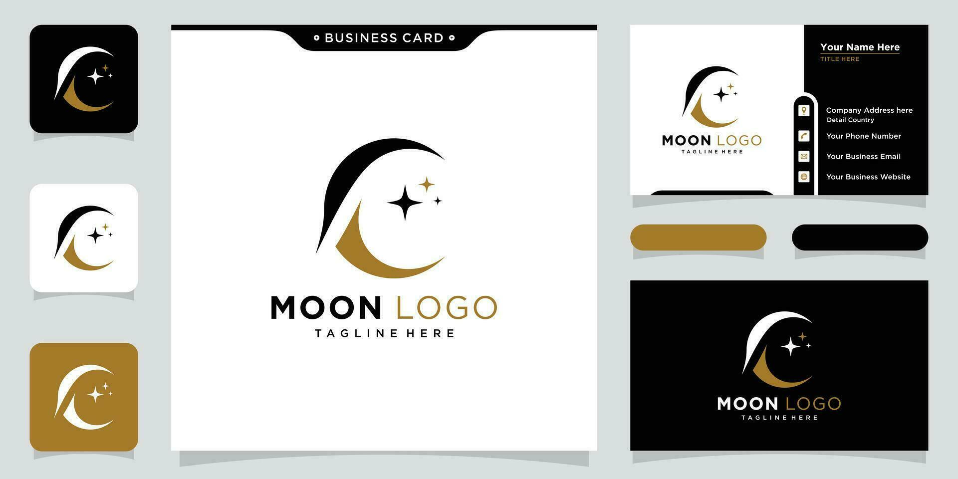 maan logo modern en ster logo ontwerp icoon vector