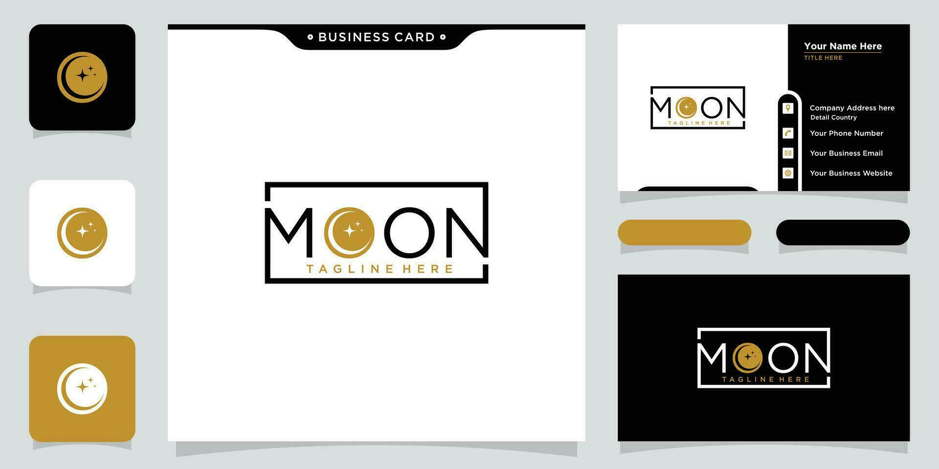 maan logo modern en ster logo ontwerp icoon vector