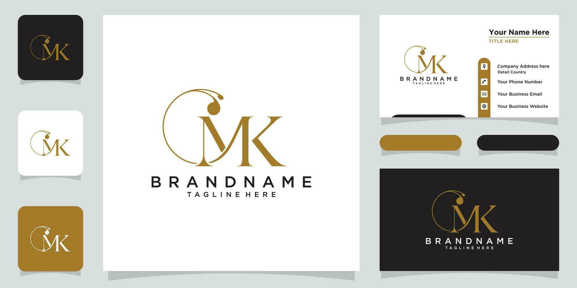 eerste brief mk luxe logo ontwerp met bedrijf kaart ontwerp premie vector