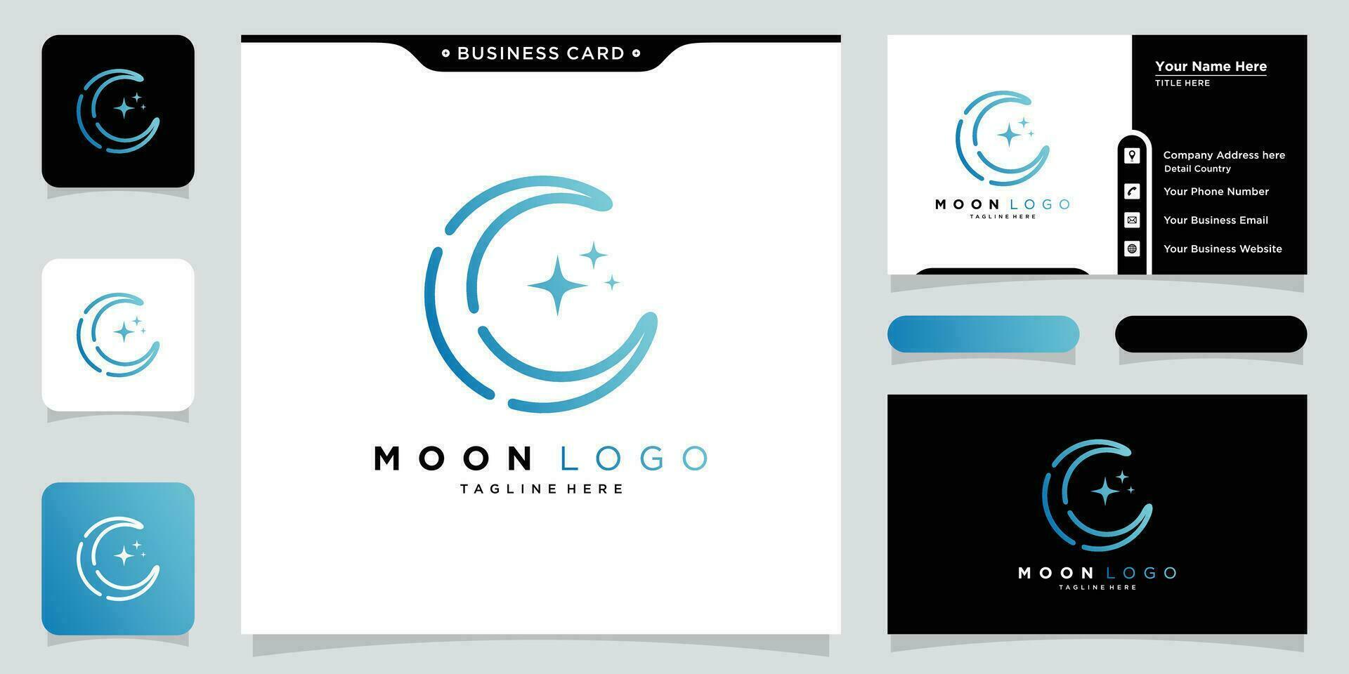 maan logo modern en ster logo ontwerp icoon vector