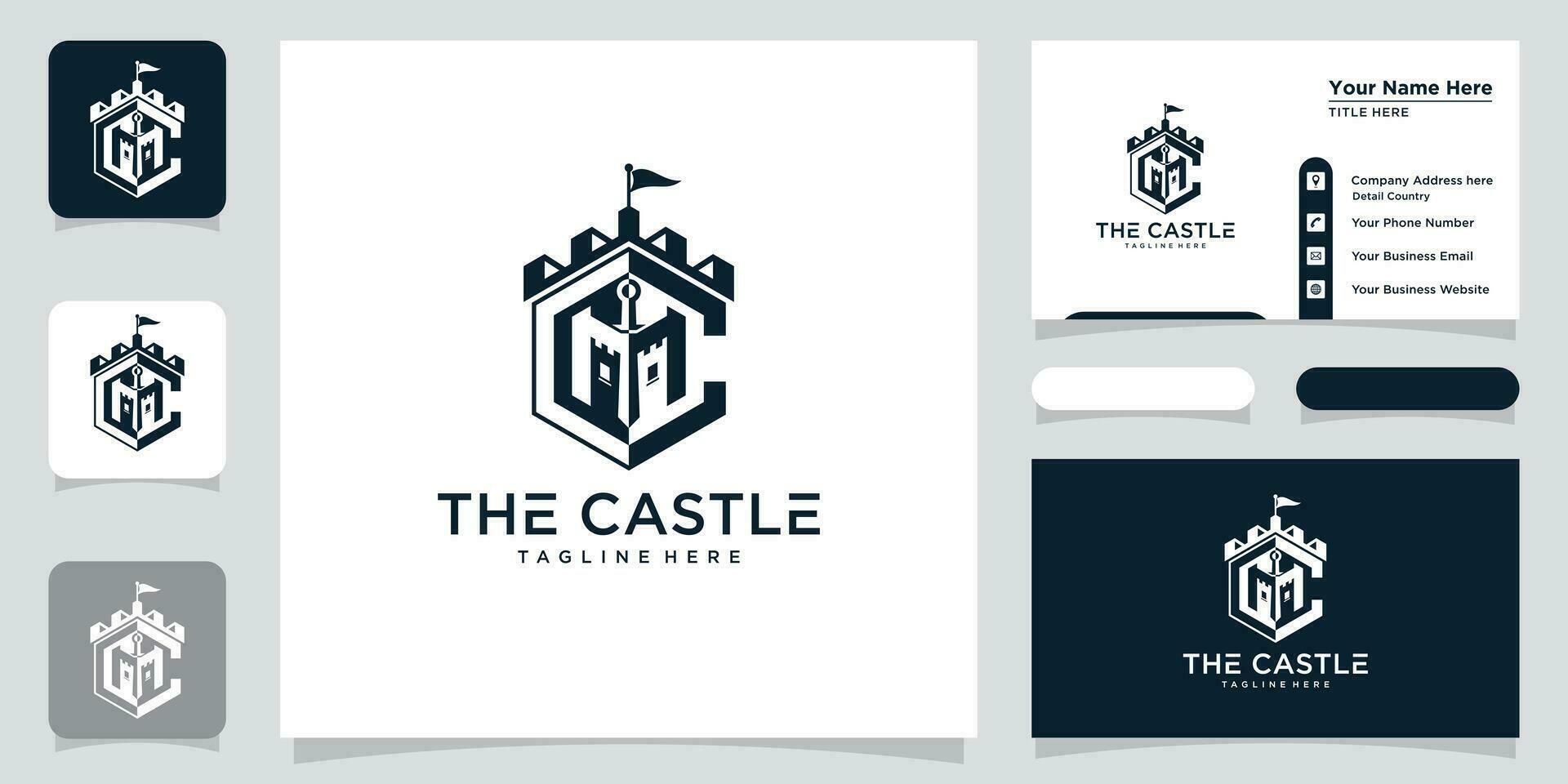 vector illustratie van kasteel logo ontwerp embleem, paleis, vesting en bedrijf kaart ontwerp sjabloon premie vector
