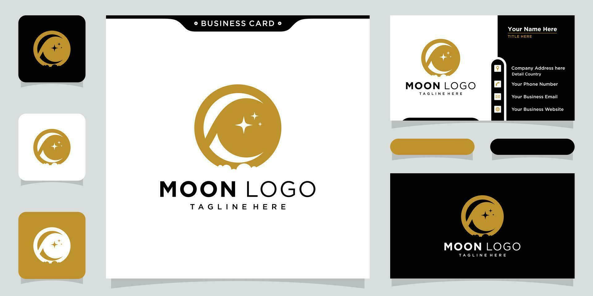 maan logo modern en ster logo ontwerp icoon vector