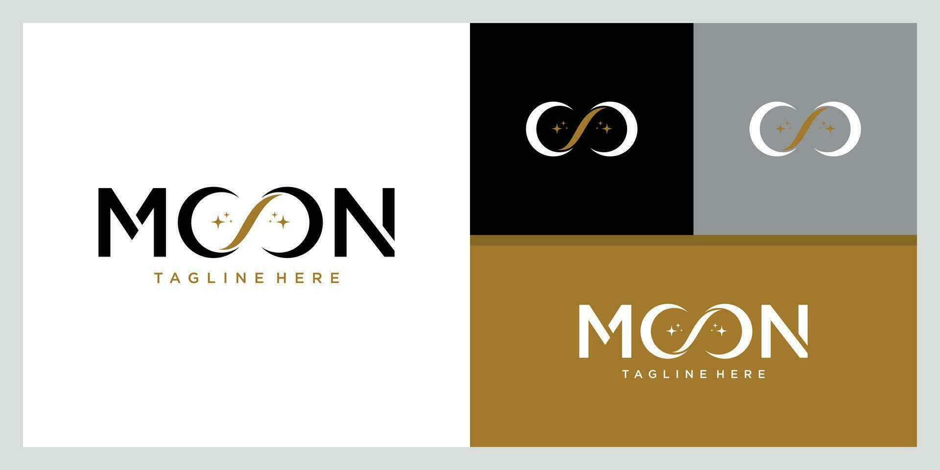 maan logo modern en ster logo ontwerp icoon vector