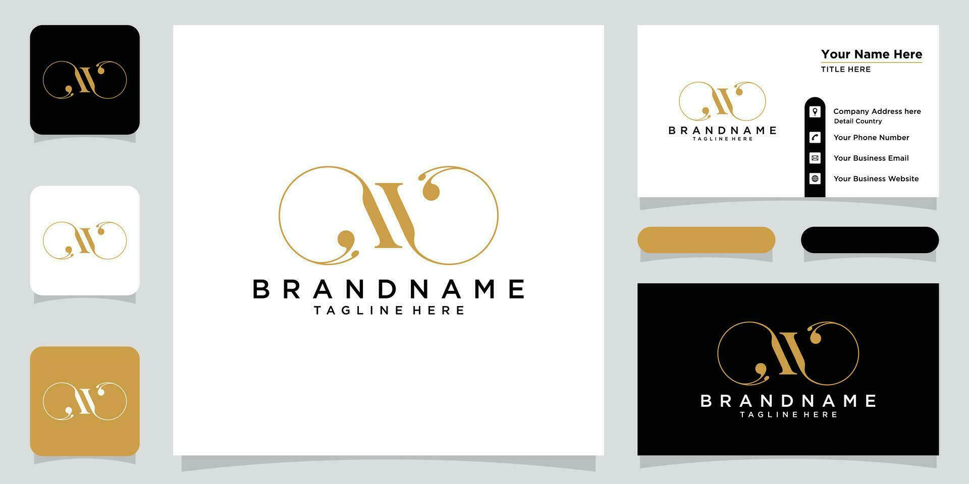 eerste brief av of va luxe logo ontwerp met bedrijf kaart ontwerp premie vector