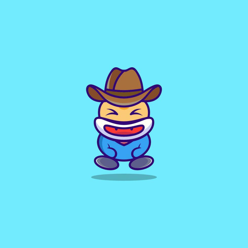 schattig jongen met cowboy hoed karakter logo ontwerp vector kunst