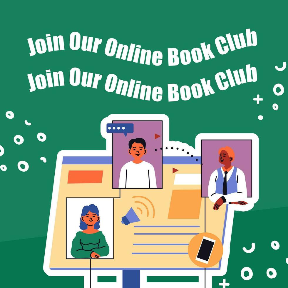 toetreden onze online boek club, promotionele banier vector