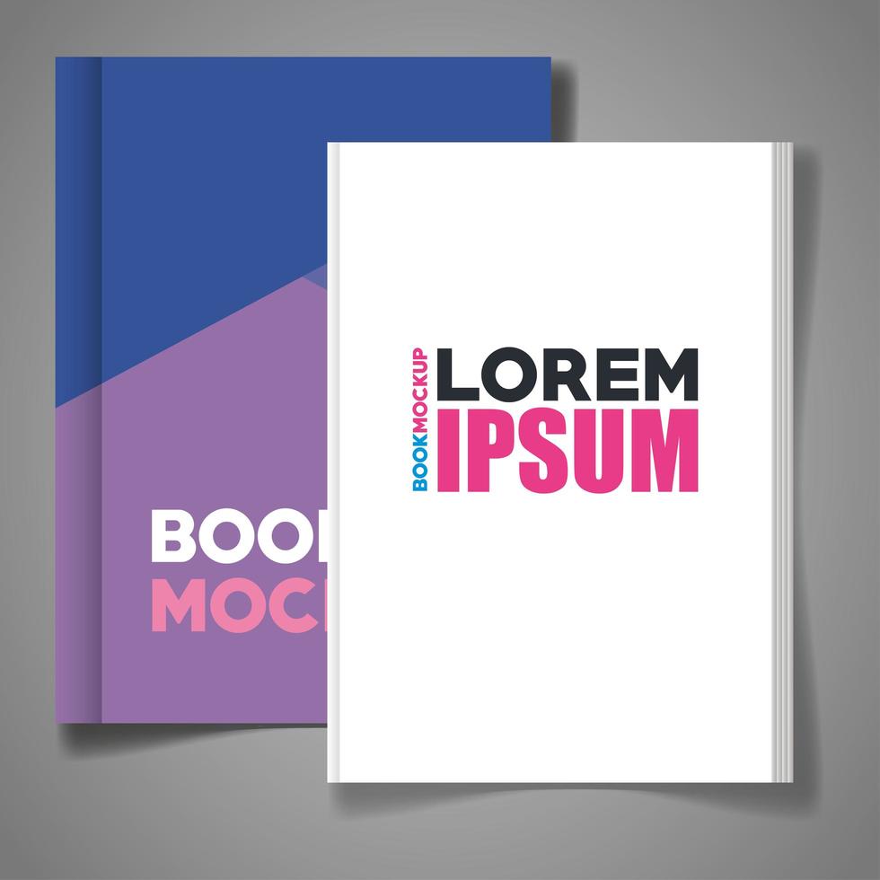 huisstijl branding mockup, mockup met boeken met omslag paarse en witte kleur vector