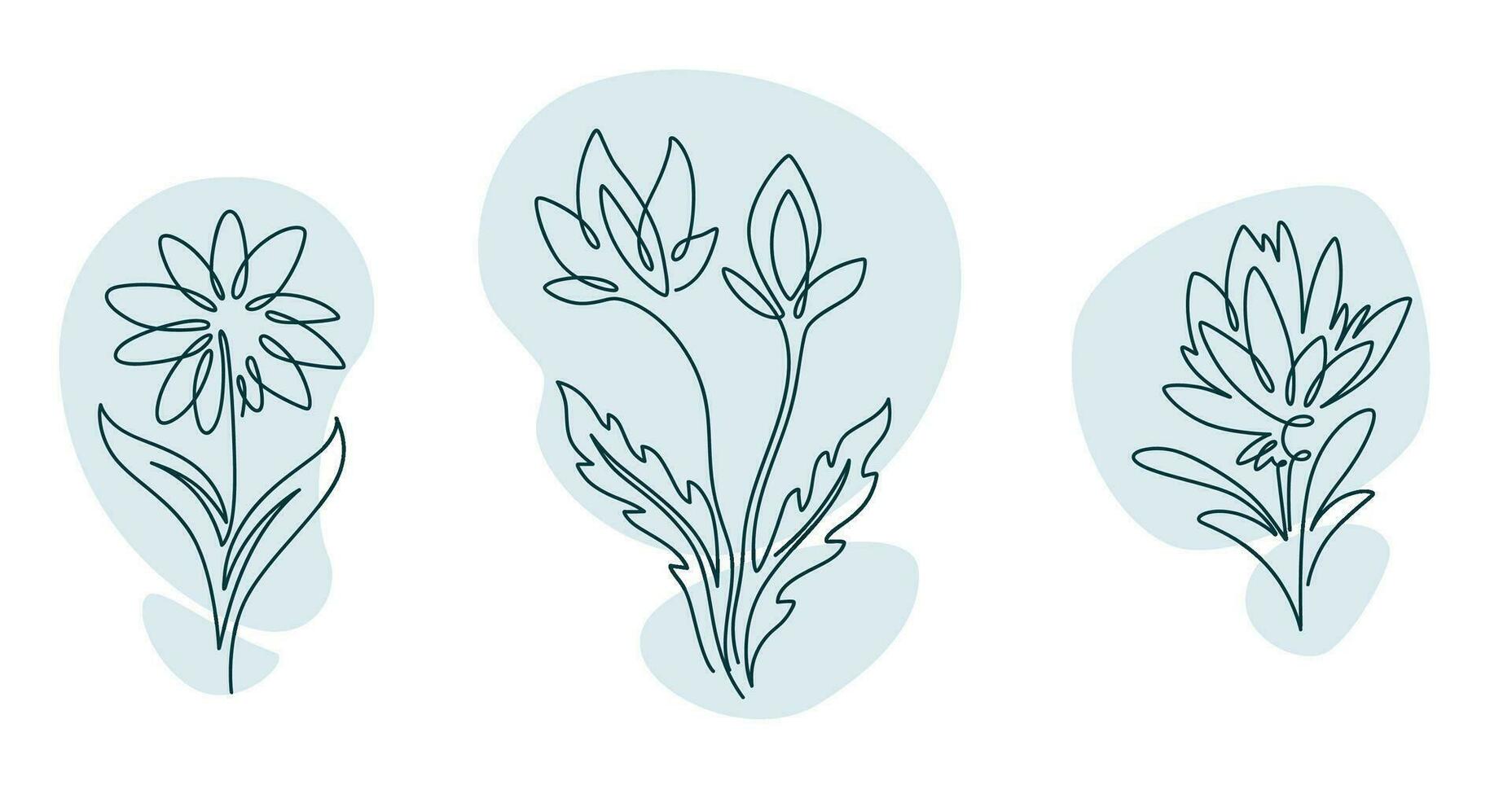 bloeiend bloemen en bladeren, flora minimalistische vector