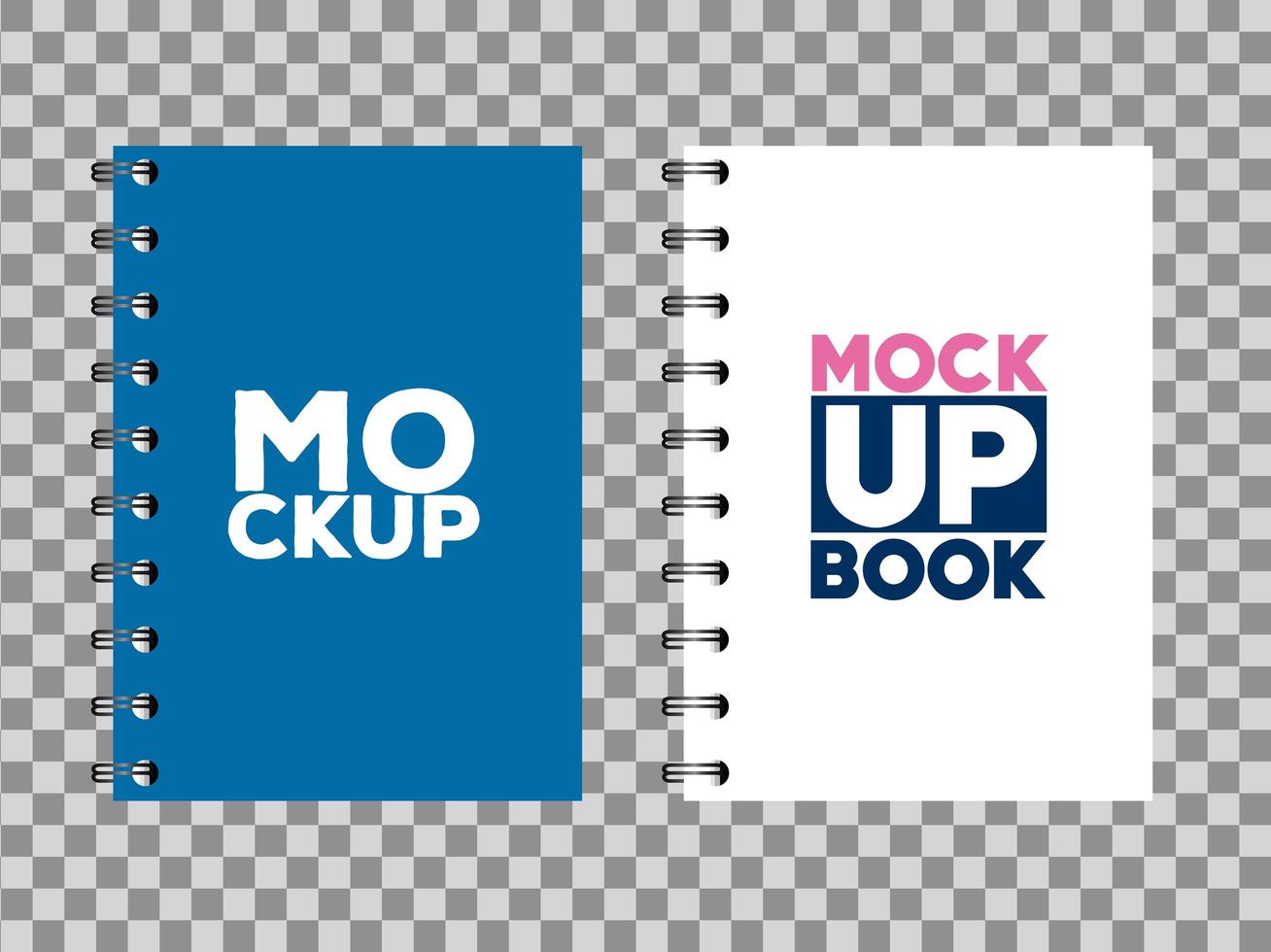 huisstijl branding mockup, mockup met notebooks van blauwe en witte omslag cover vector