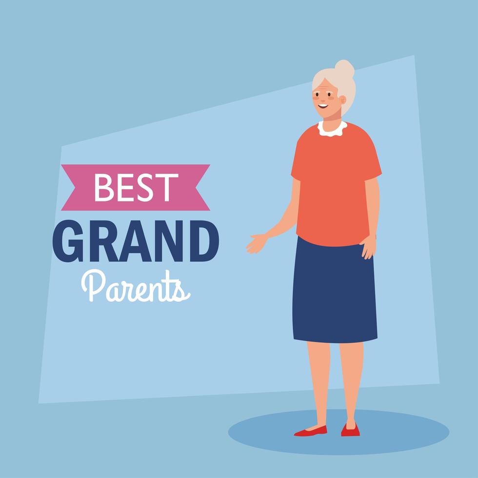 gelukkige grootoudersdag, met schattige grootmoeder en belettering van de beste grootouders vector