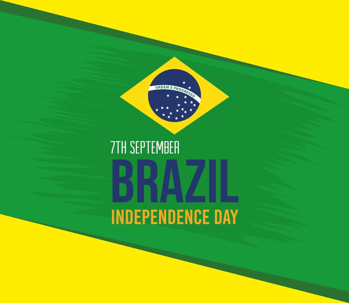 7 september, banner van de onafhankelijkheidsviering van Brazilië, decoratie van het vlagembleem vector