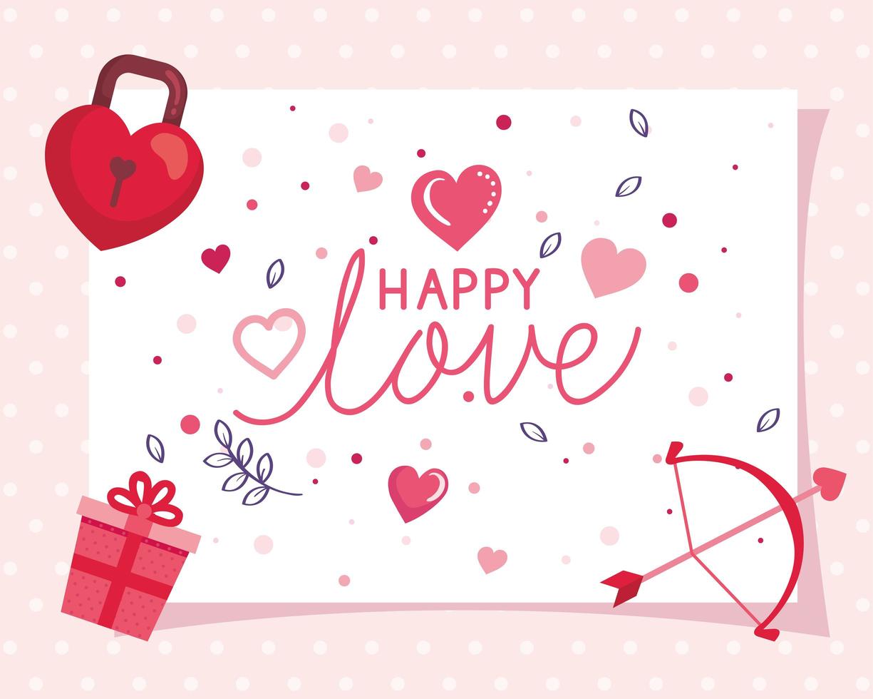 happy Valentijnsdag kaart met decoratie vector