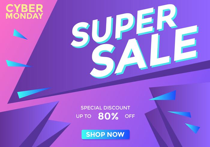 Purple Cyber ​​Monday Super Sale Social Media Post Vector