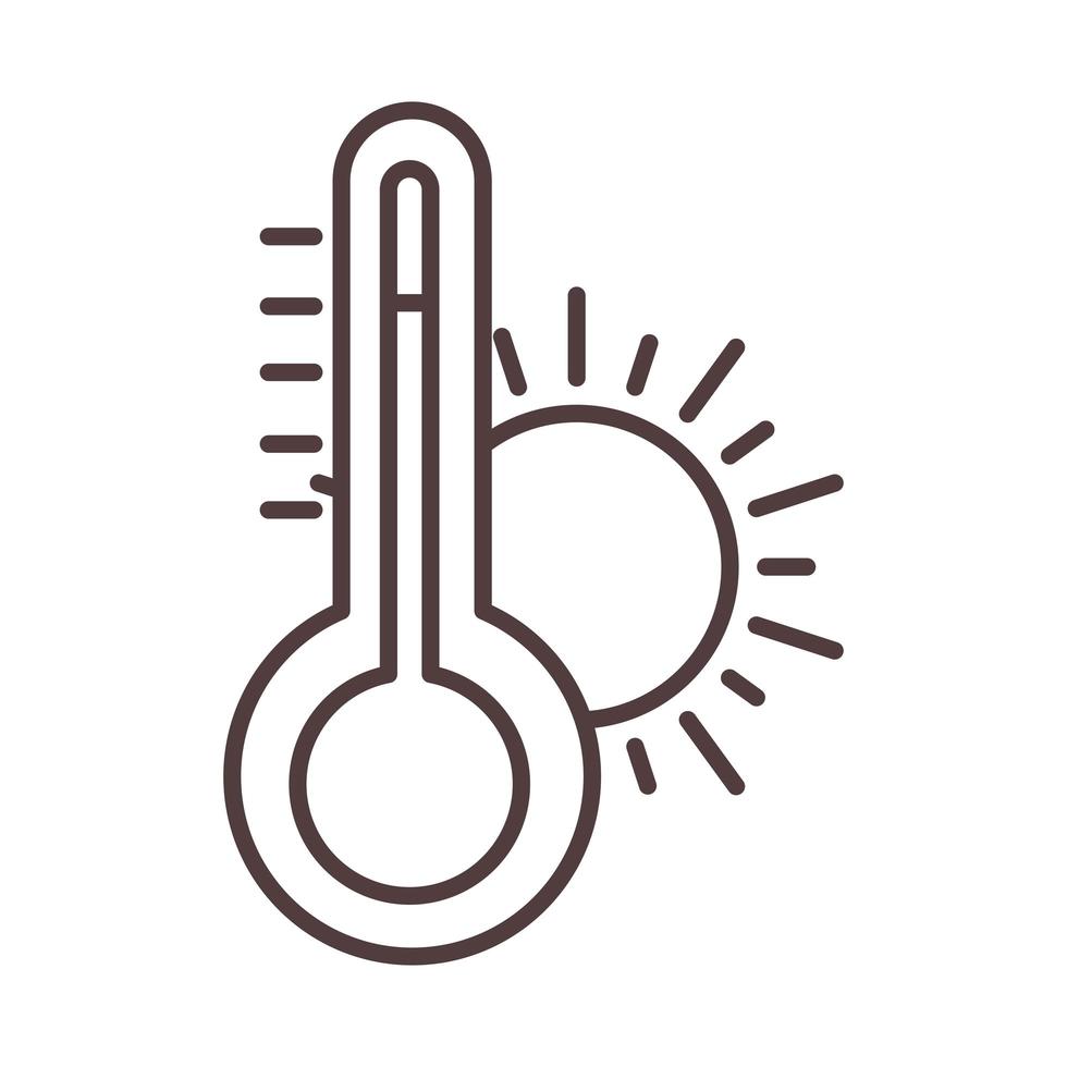 thermometer temperatuur weer of klimaat lijn pictogramstijl vector