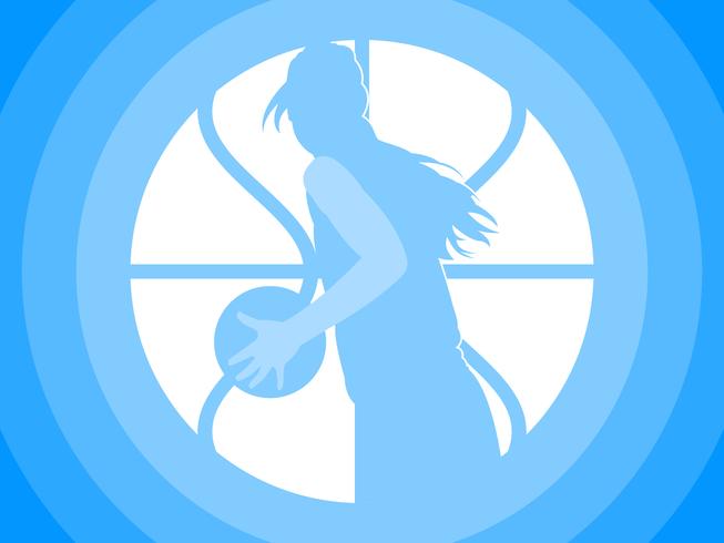 Mooie vrouwelijke basketbalspeler silhouet vectoren
