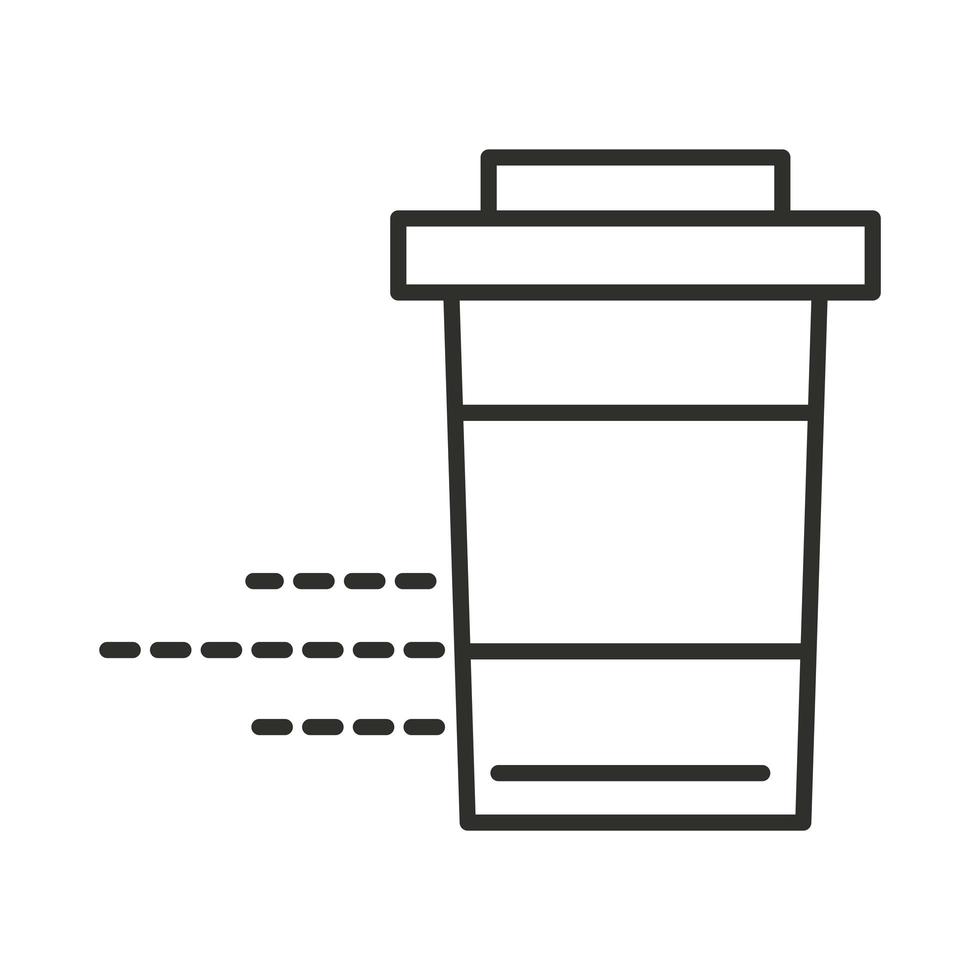 snelle levering eten afhaalmaaltijden koffiekopje lijnstijl ontwerp vector