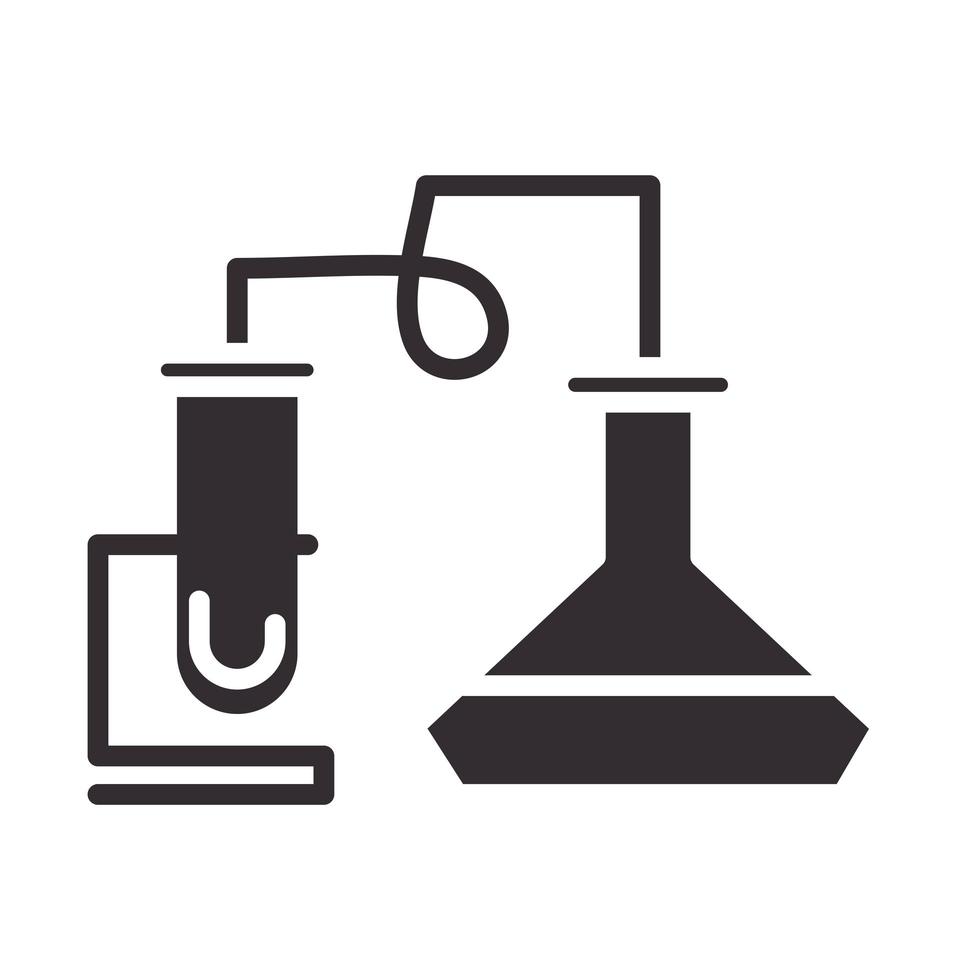 biologie chemisch experiment wetenschap element silhouet pictogramstijl vector