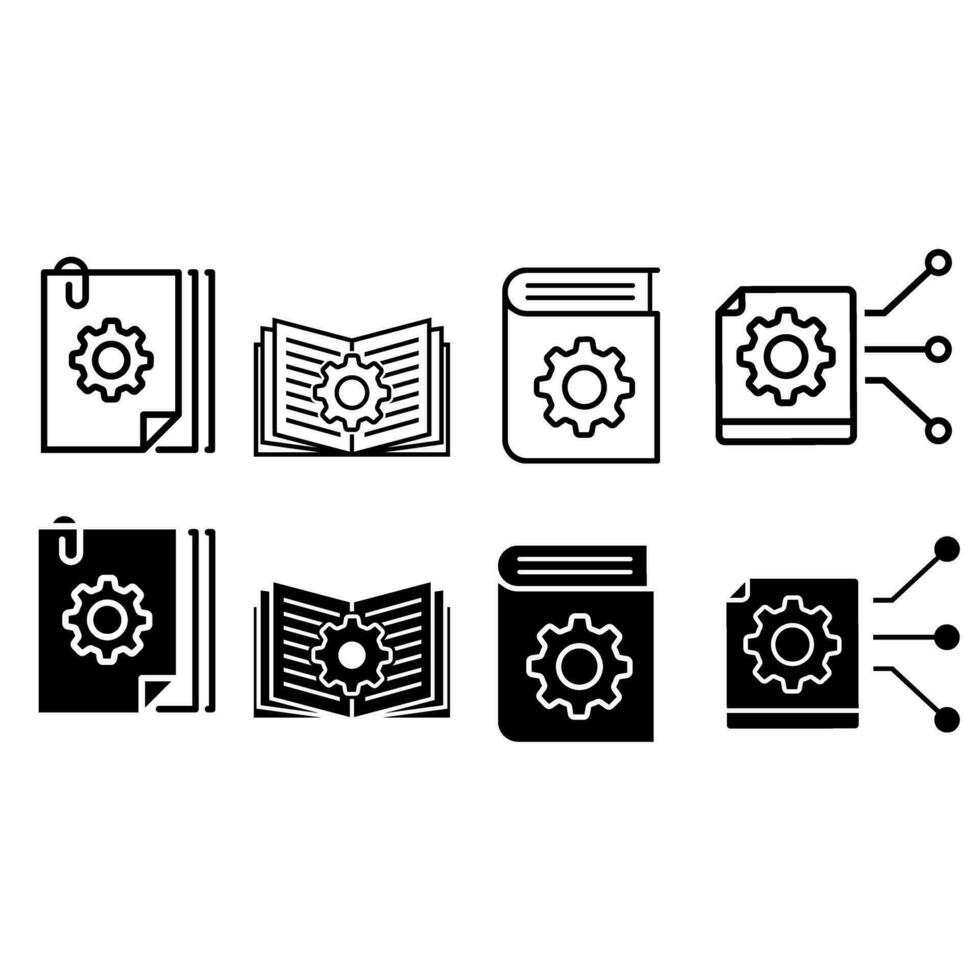 document vector icoon set. technisch documentatie illustratie teken verzameling. handleiding symbool.