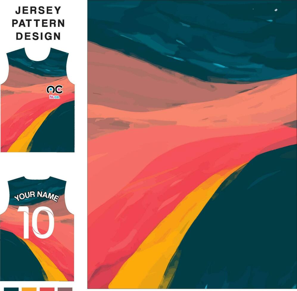 abstract schilderij concept vector Jersey patroon sjabloon voor het drukken of sublimatie sport- uniformen Amerikaans voetbal volleybal basketbal e-sport wielersport en visvangst vrij vector.