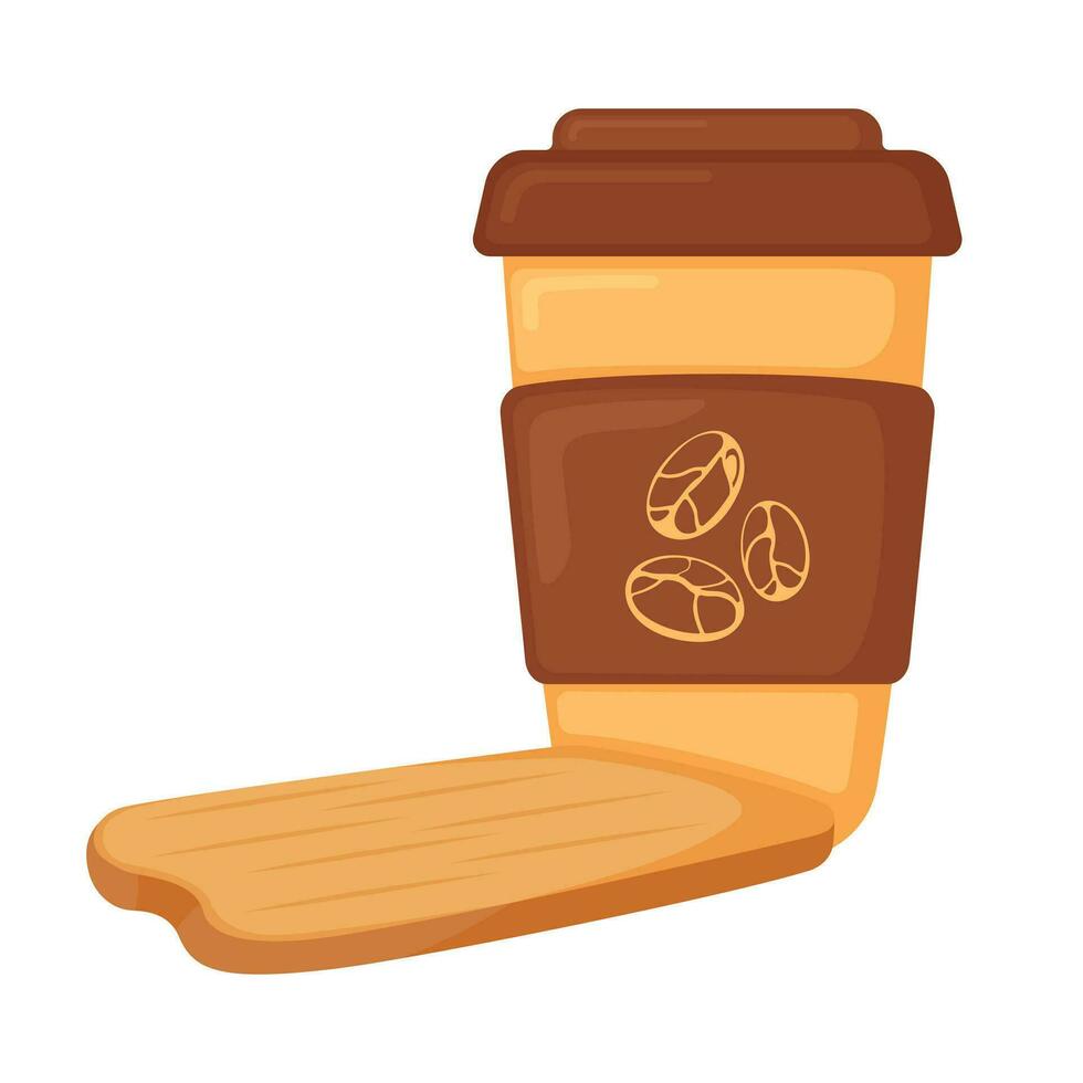 Frans croissant met koffie beker, ontbijt boter bakkerij Product icoon, concept tekenfilm biologisch drank voedsel vector illustratie, geïsoleerd Aan wit.