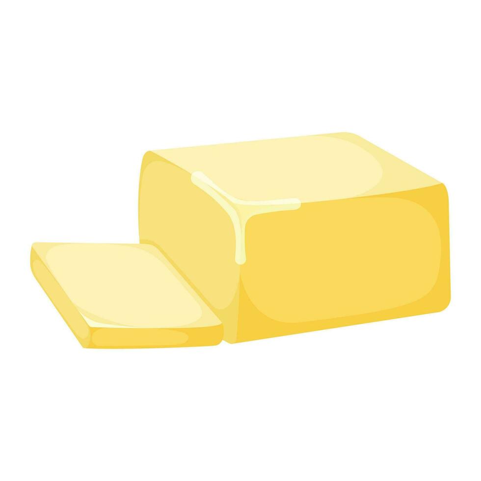 melk Product natuurlijk ingrediënt boter of margarine icoon, concept tekenfilm biologisch zuivel ontbijt voedsel vector illustratie, geïsoleerd Aan wit.